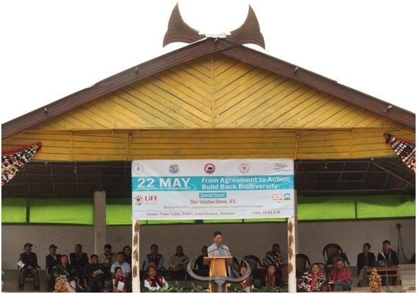 An official addressing the International Day for Biological Diversity 2023 held at Zhavame village on May 22.